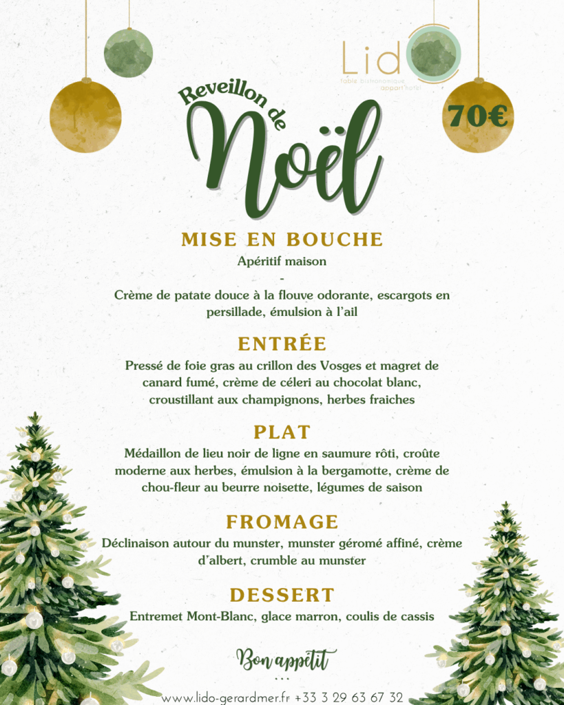 Menu de NoeÌl Moderne IllustreÌ Aquarelle Beige Vert DoreÌ (Publication Instagram (45))